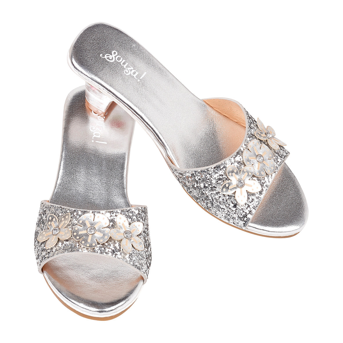 Mariona - High heel slipper, metallic silver (3 sizes)