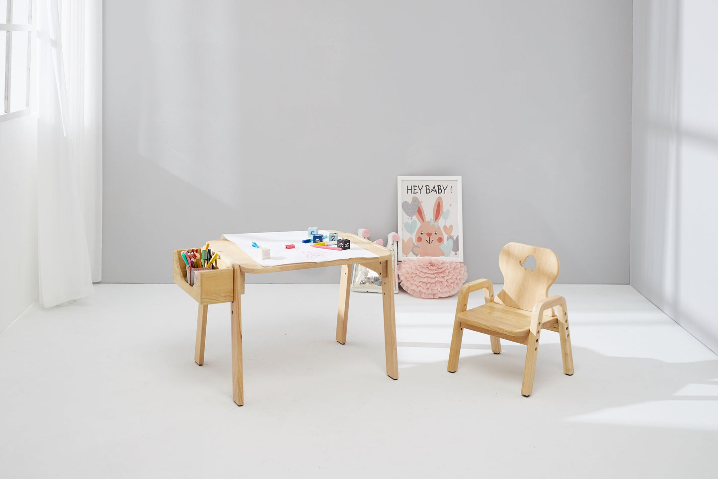 Mesasilla Kids Activities Table Set with Bear, star ,Elephant, Car,and Rabbit - Includes Chair