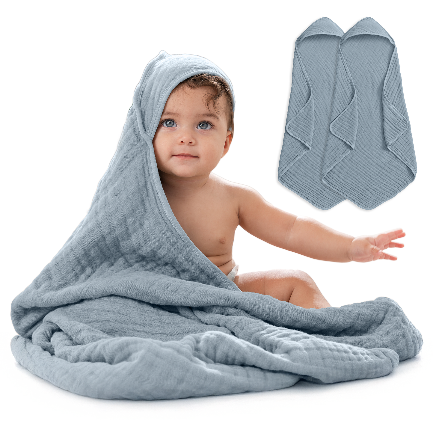 Baby Hooded Towels by Comfy Cubs - Pacific Blue
