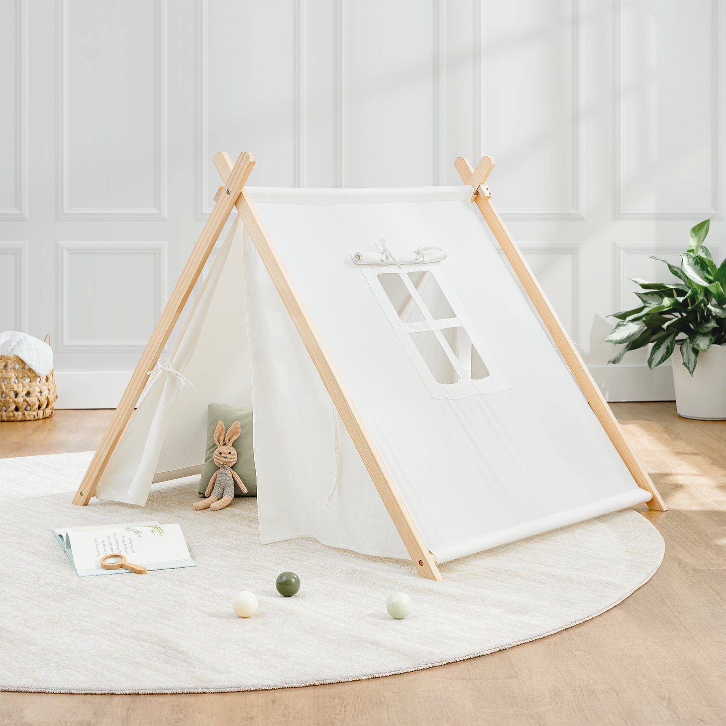 Kids Indoor Play Tent by Comfy Cubs - Natural Wood