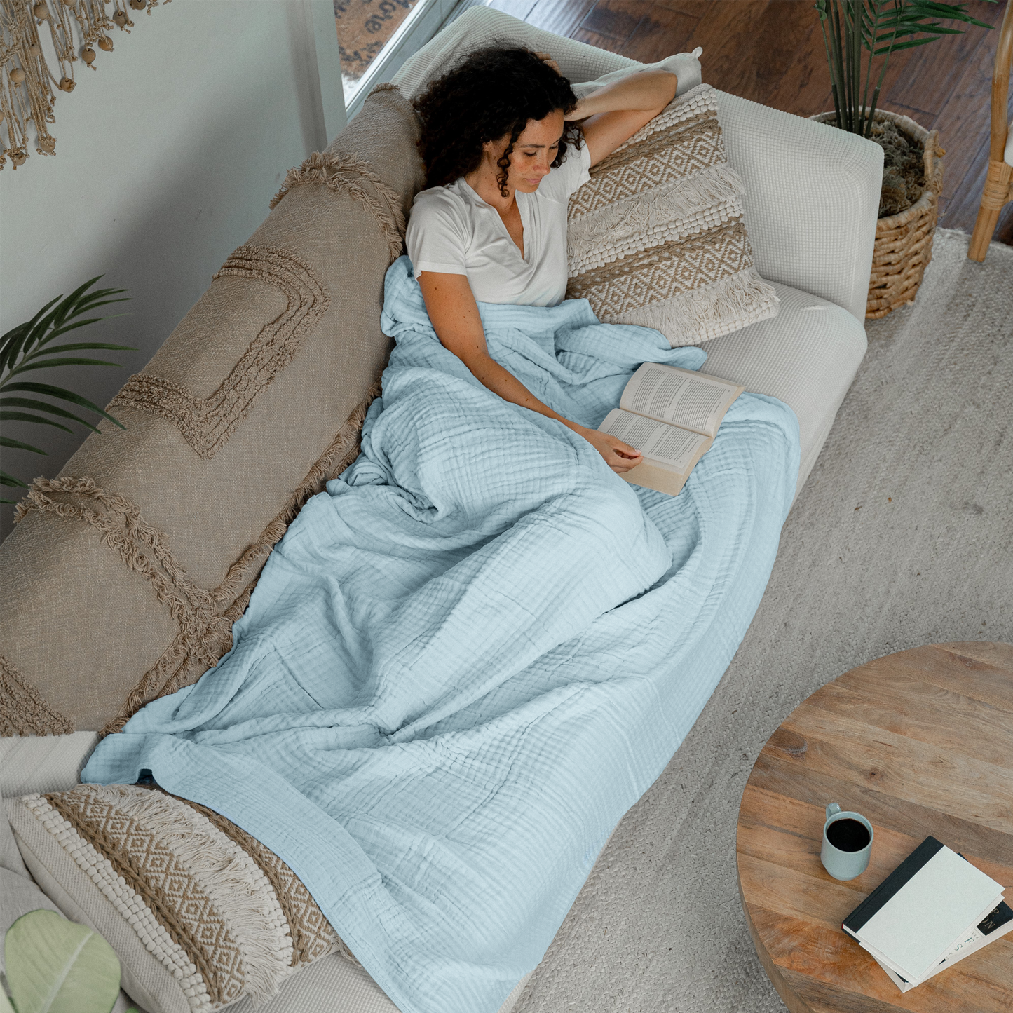 Adult Muslin Blanket by Comfy Cubs in Sky Blue