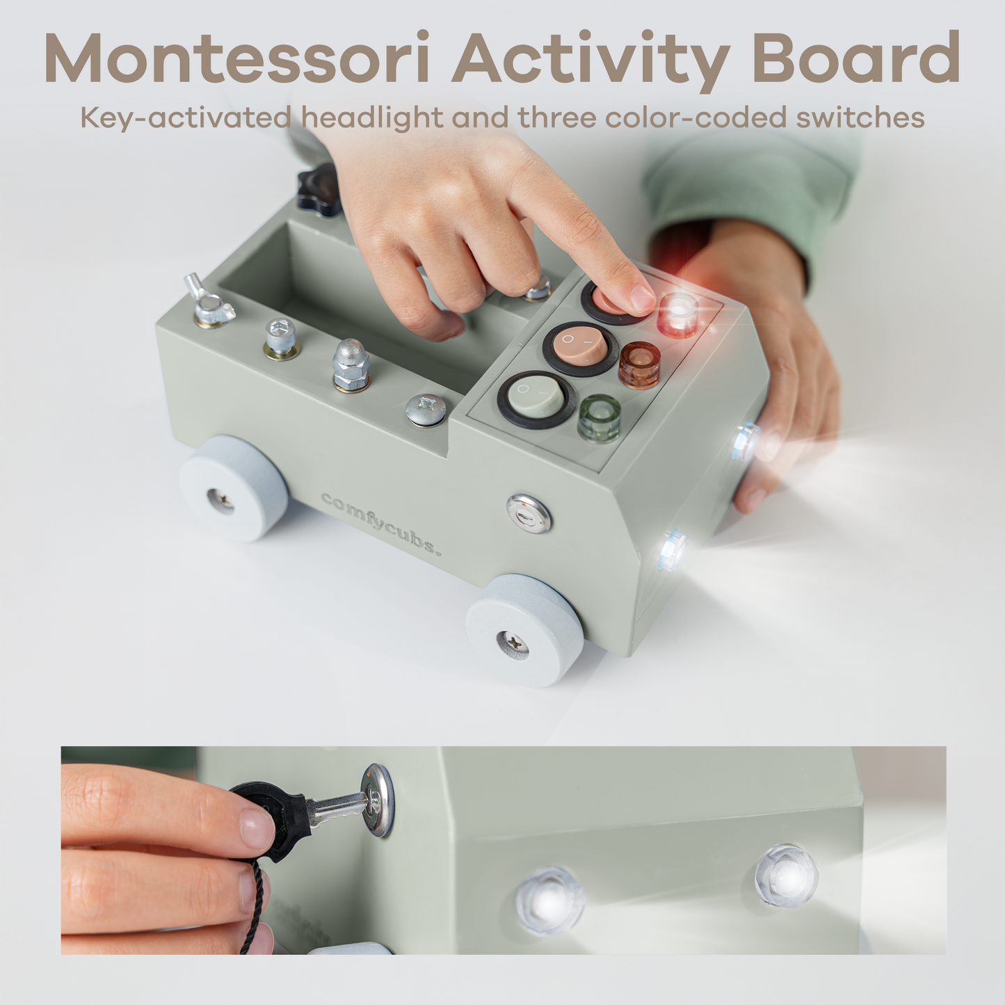 Busy Board Toy Truck Set for 3+ - Sage