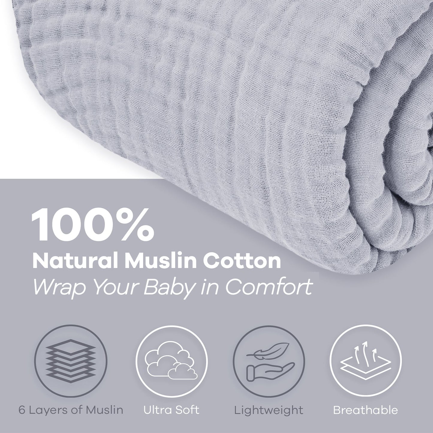 Adult Muslin Blanket by Comfy Cubs in Heather