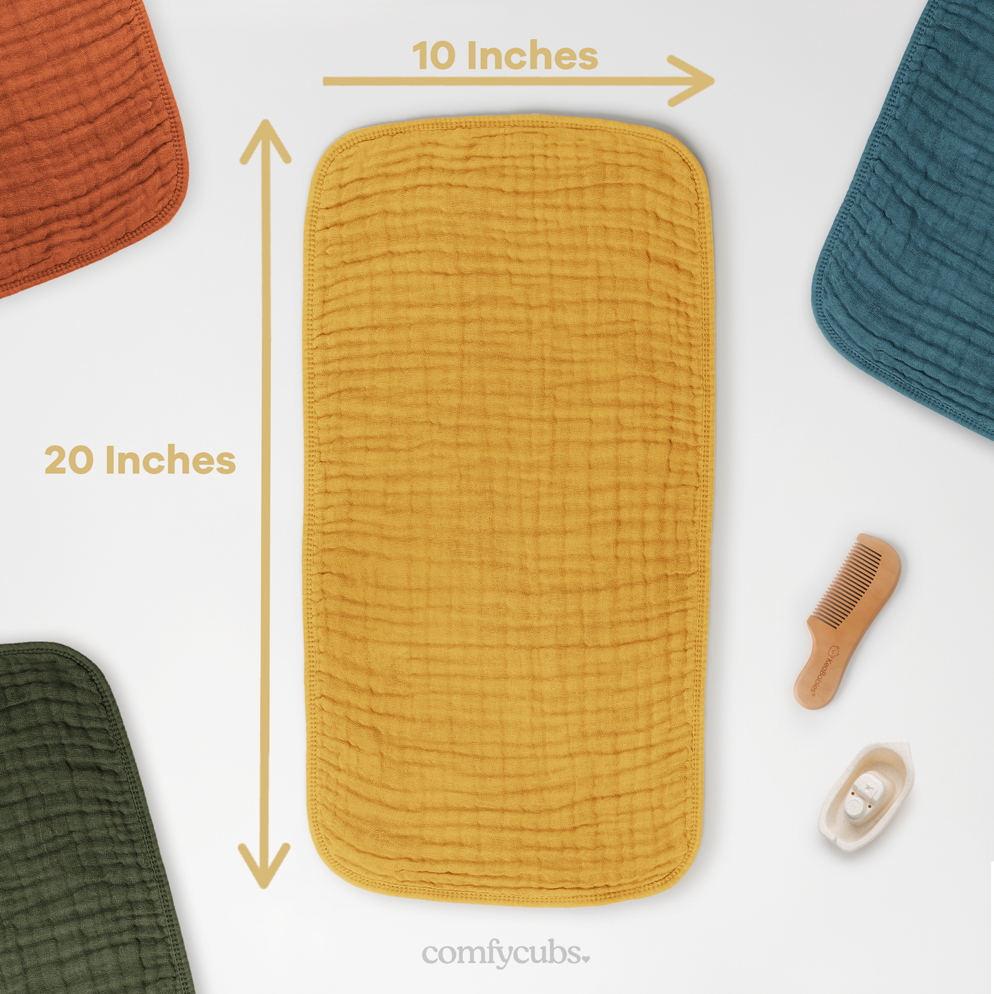 Muslin Burp Cloths by Comfy Cubs - Turmeric