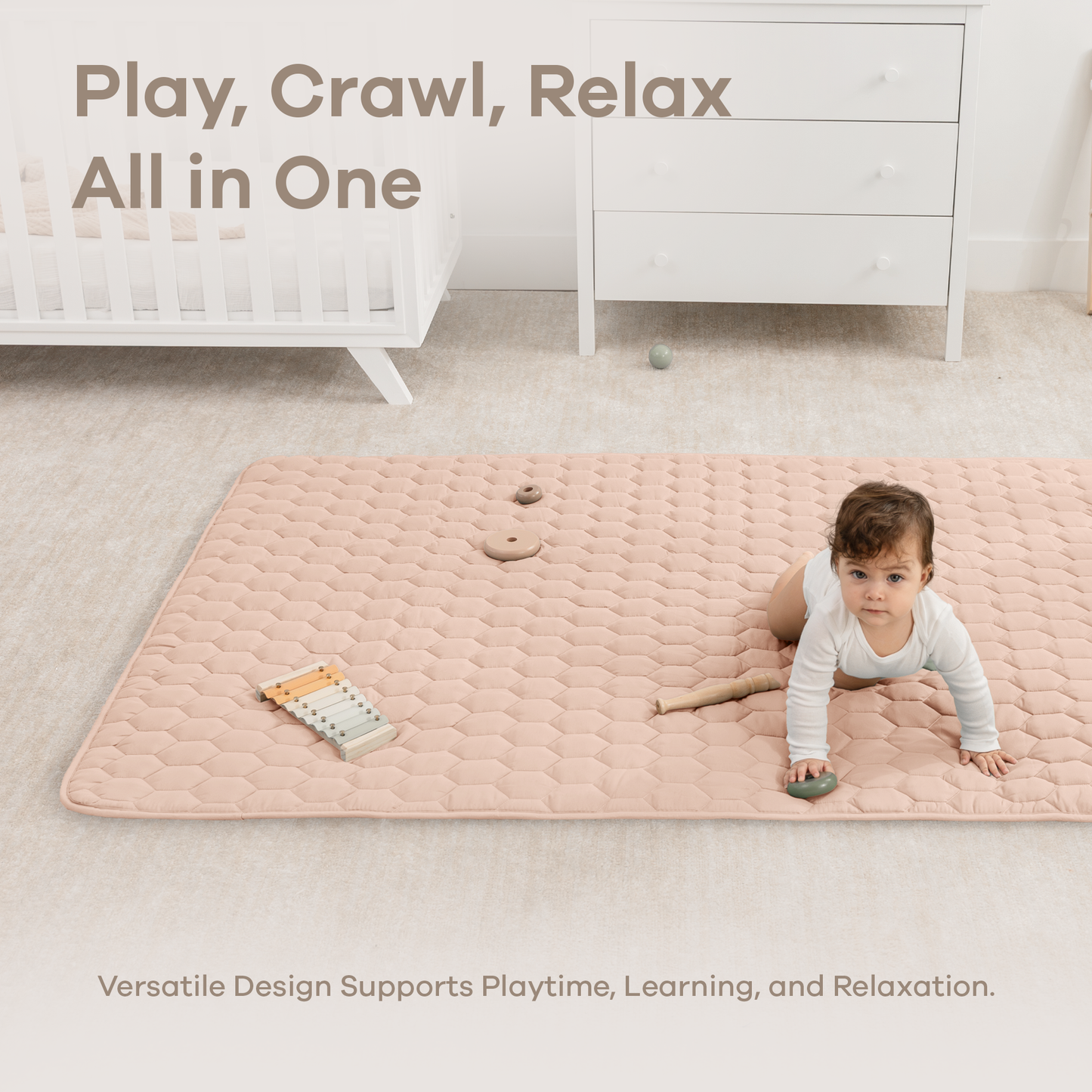 Play Mat with Non-Slip Bottom - Blush