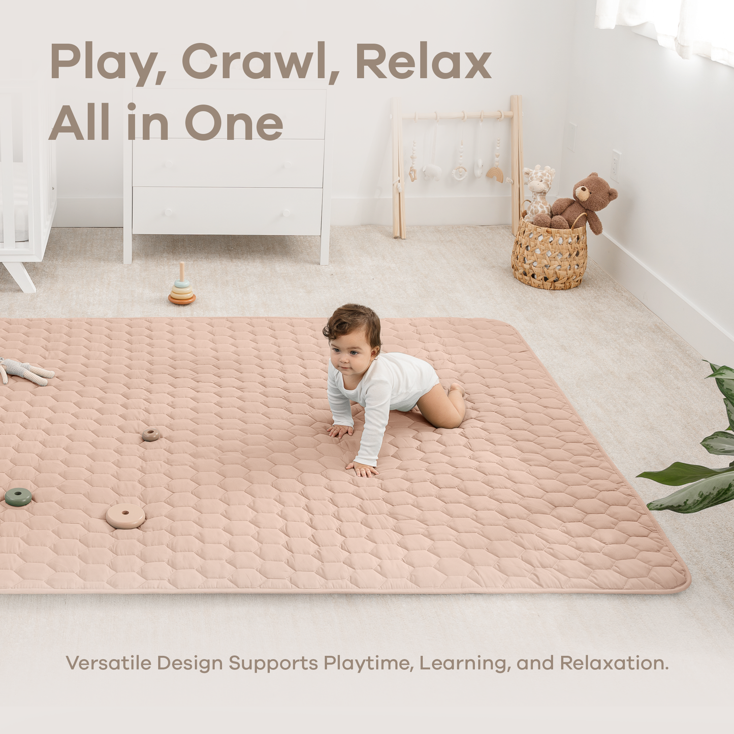 Play Mat with Non-Slip Bottom - Blush