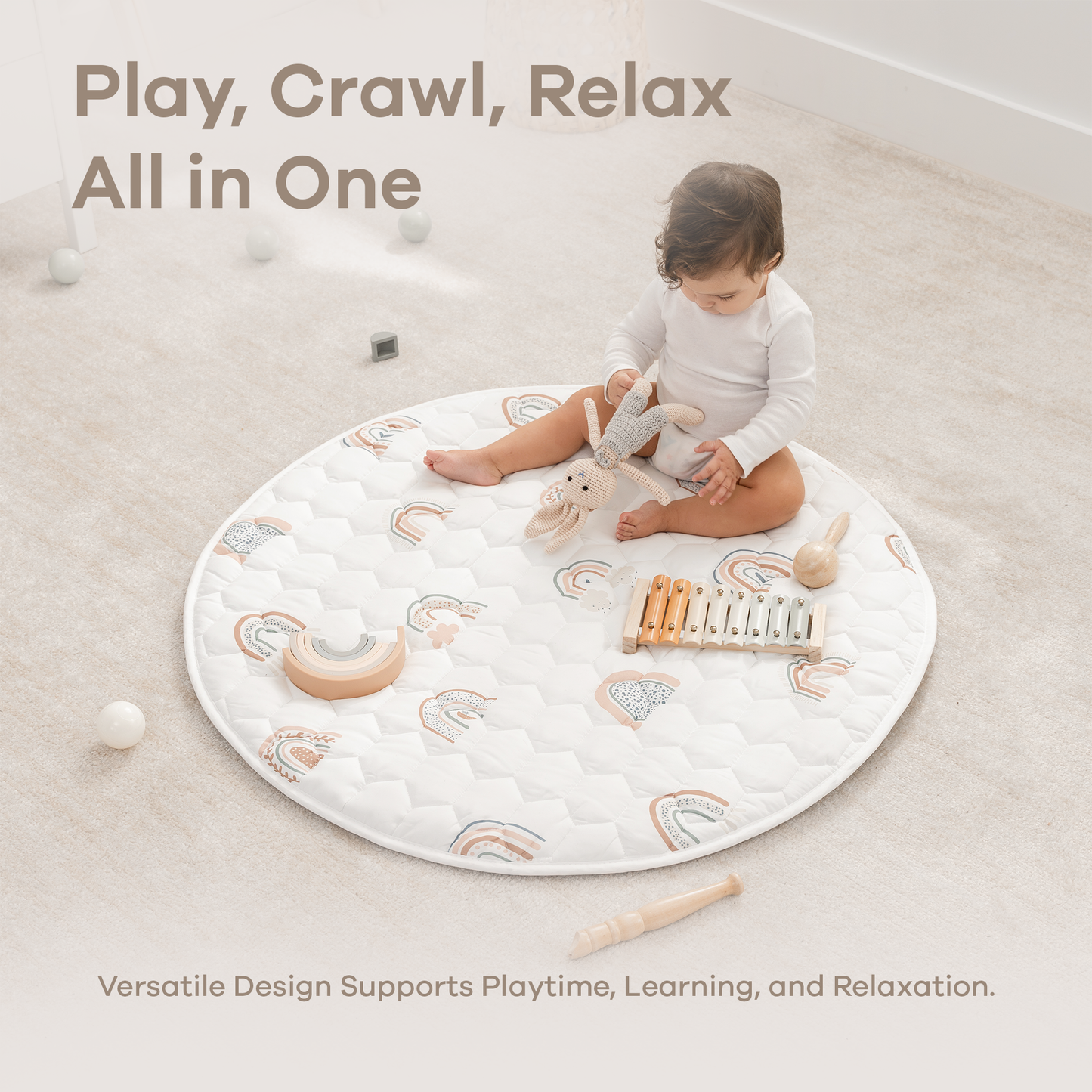 Play Mat with Non-Slip Bottom - Rainbow