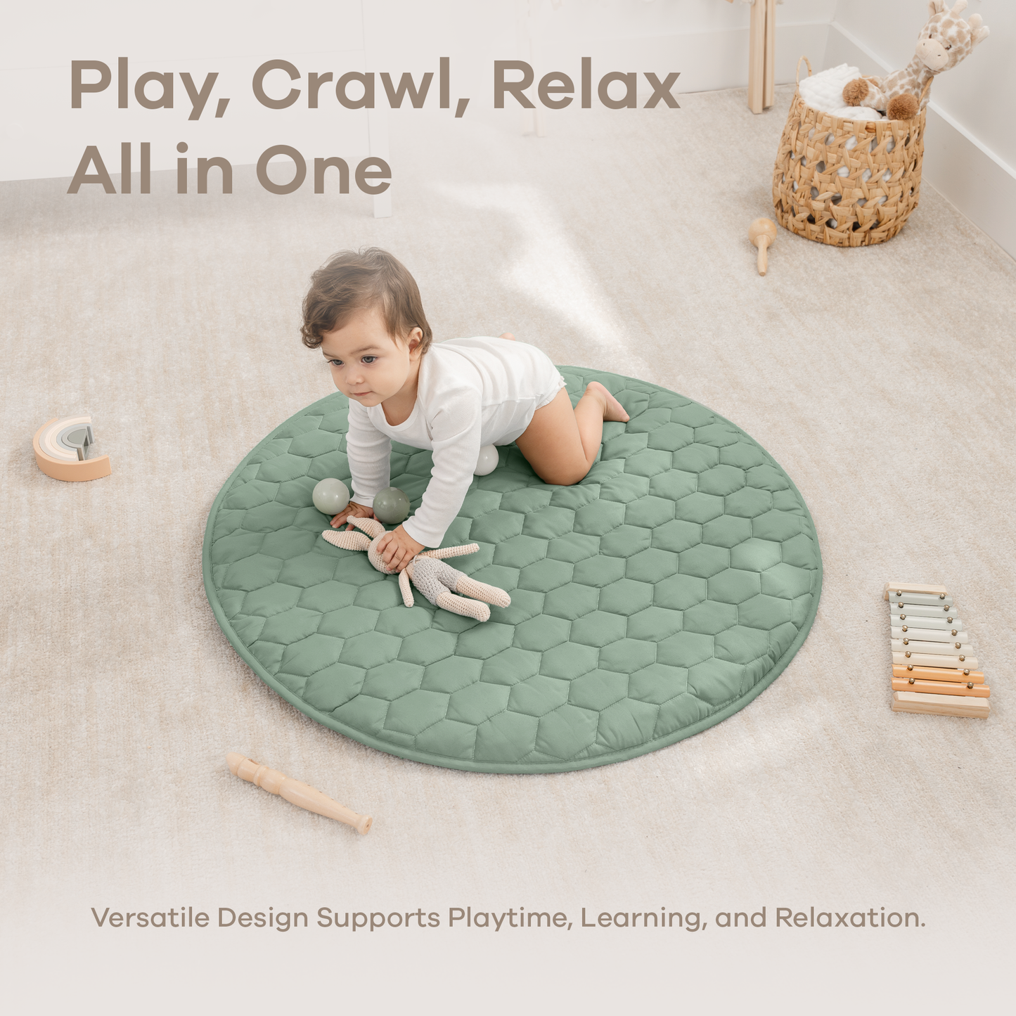 Play Mat with Non-Slip Bottom - Sage