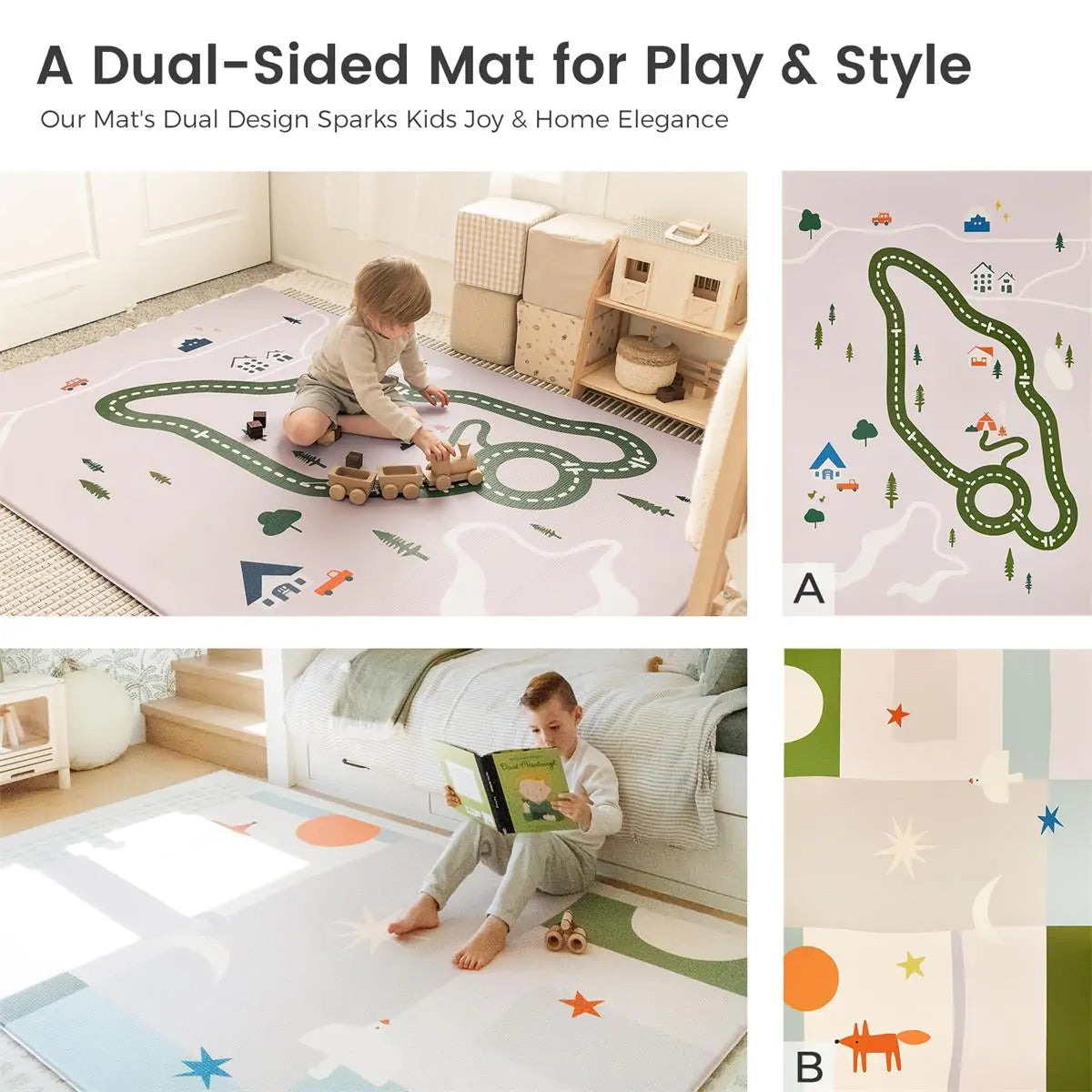 Tiny Land® Double-Sided Baby Playmat Forest Track Wonder - Kidtoycart