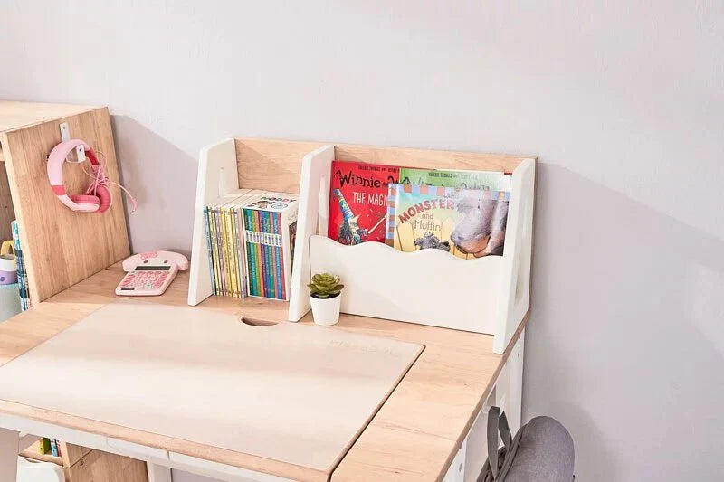 Calla D Desk Bookshelf - Compact Hardwood Organizer for Clutter