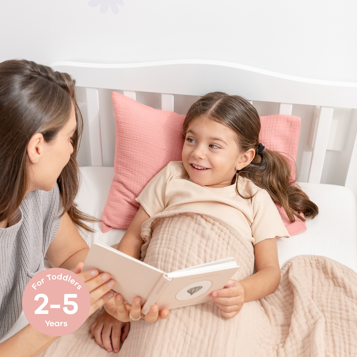 Toddler Pillows with Soft Muslin Pillow Case by Comfy Cubs - Blush