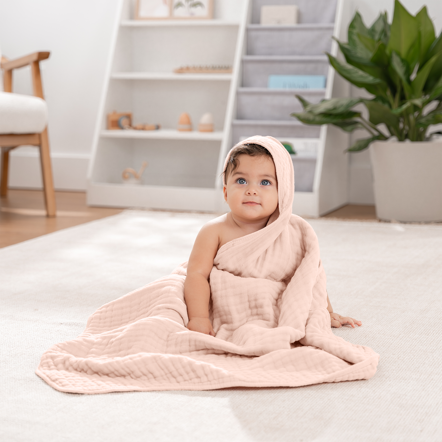 Baby Hooded Towels by Comfy Cubs - Mauve & Blush