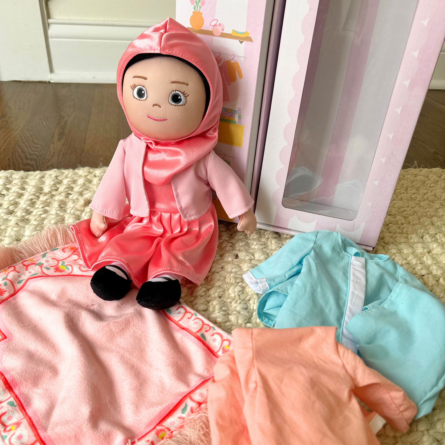 The Lala Doll + 4 Outfits + Prayer Rug (Pre-Order for Late April/Early May 2025) | My First Hijabi, Muslim Doll