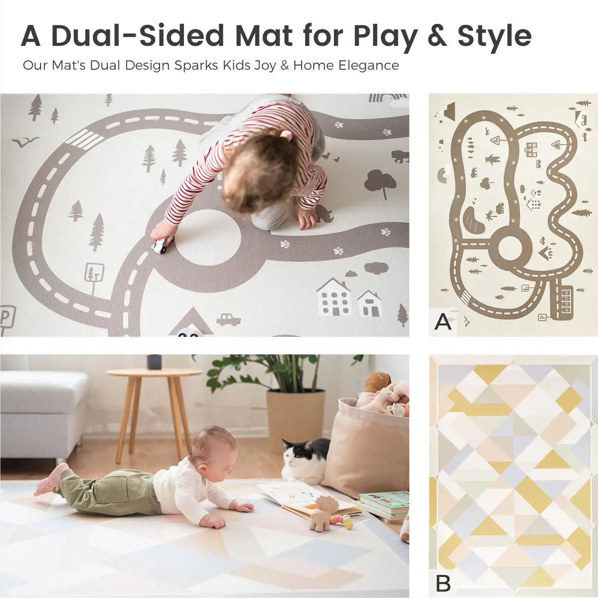 Tiny Land® Double-Sided Baby Playmat Urban Zoo Adventure - Kidtoycart