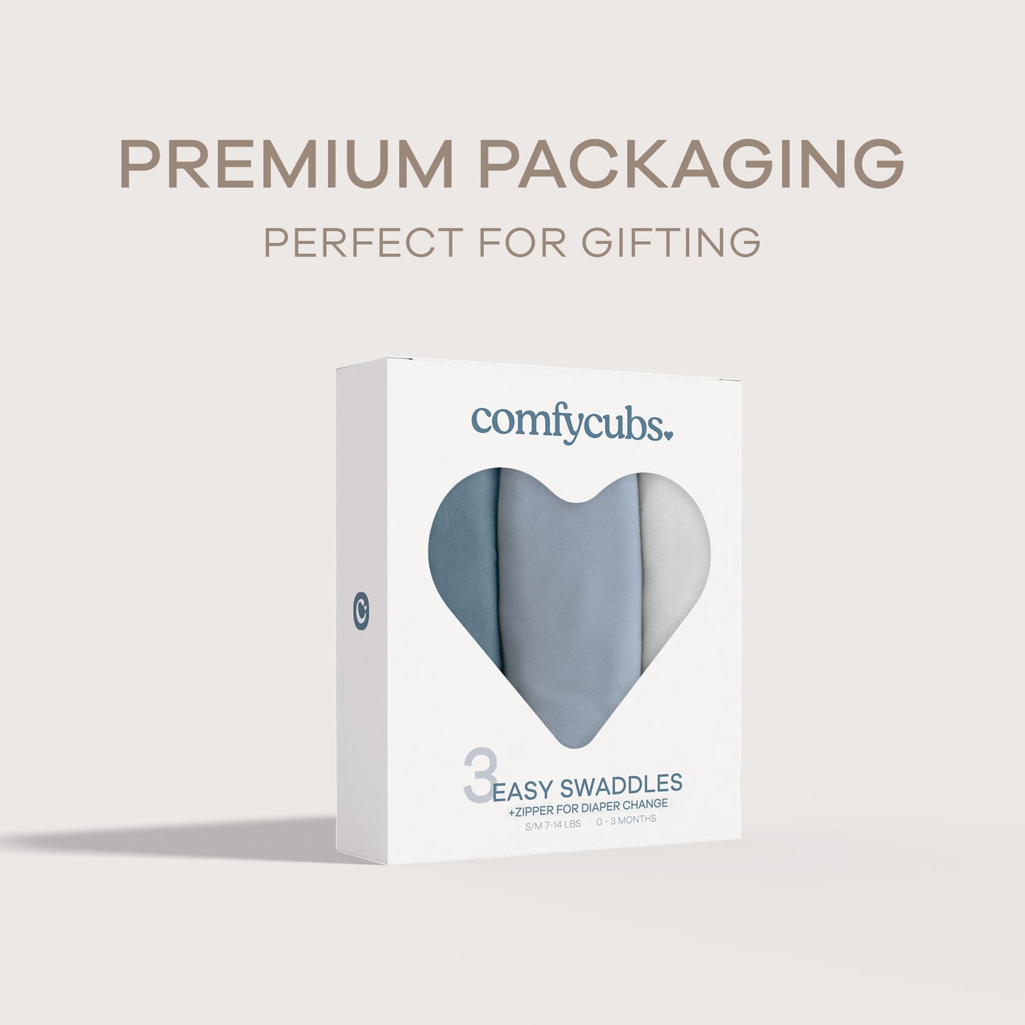 Easy Swaddle Blankets with Zipper by Comfy Cubs - Stone, Pacific Blue, Nomadic Blue