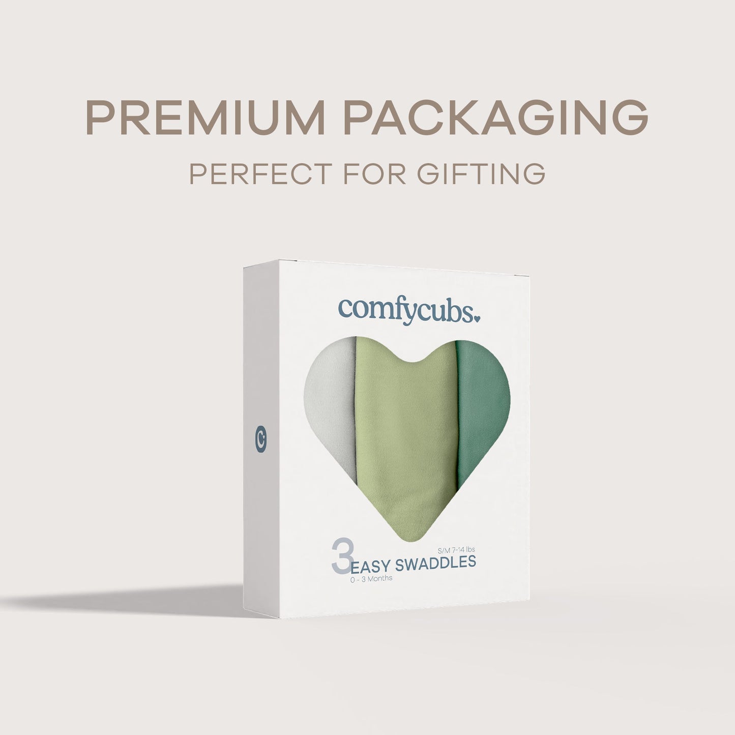 Easy Swaddle Blankets by Comfy Cubs - Stone, Sage, Azul, Pack of 3