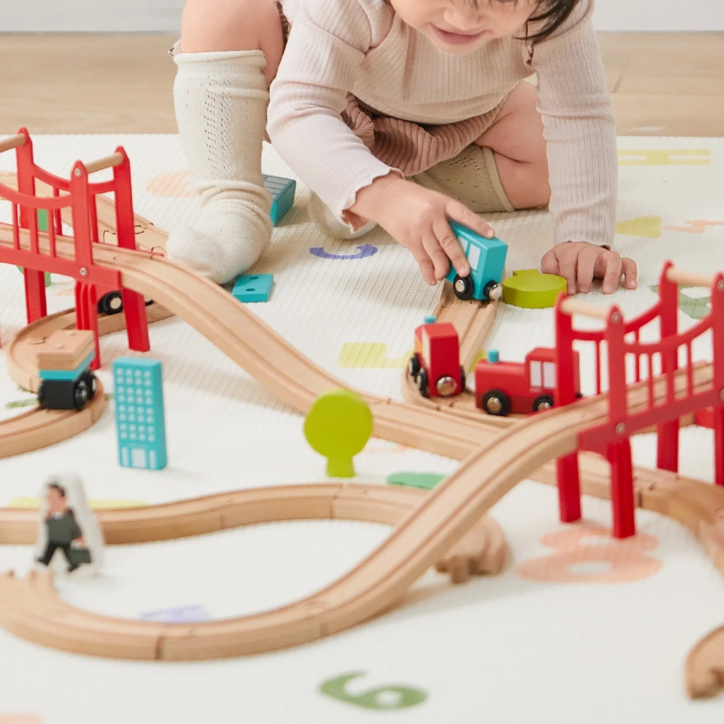 Tiny Land® Wooden Train Set for Children 39 Pcs - Kidtoycart