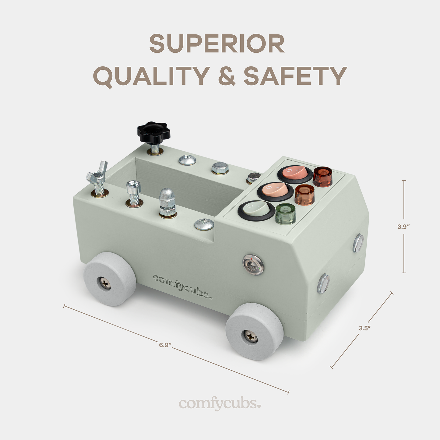 Busy Board Toy Truck Set for 3+ - Sage