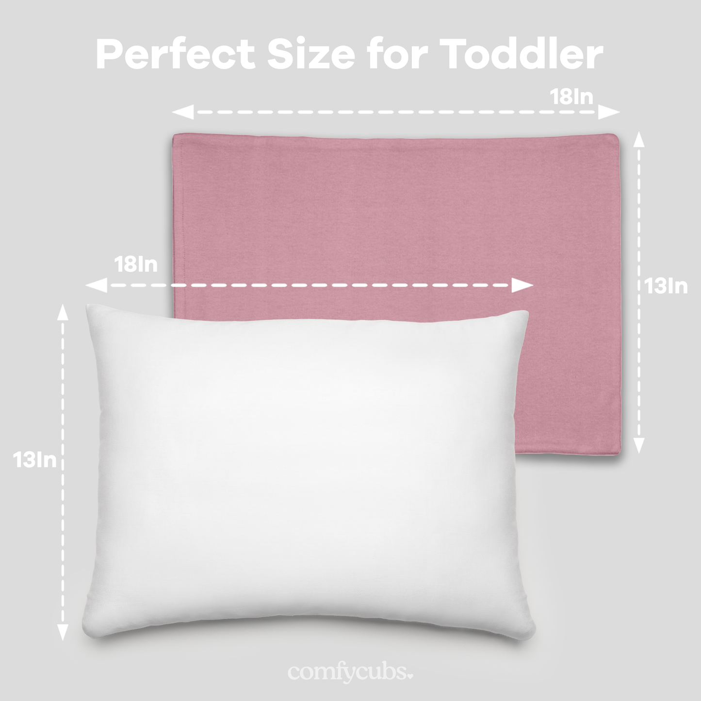 Toddler Pillows with Soft Cotton Pillow Case by Comfy Cubs - Mauve