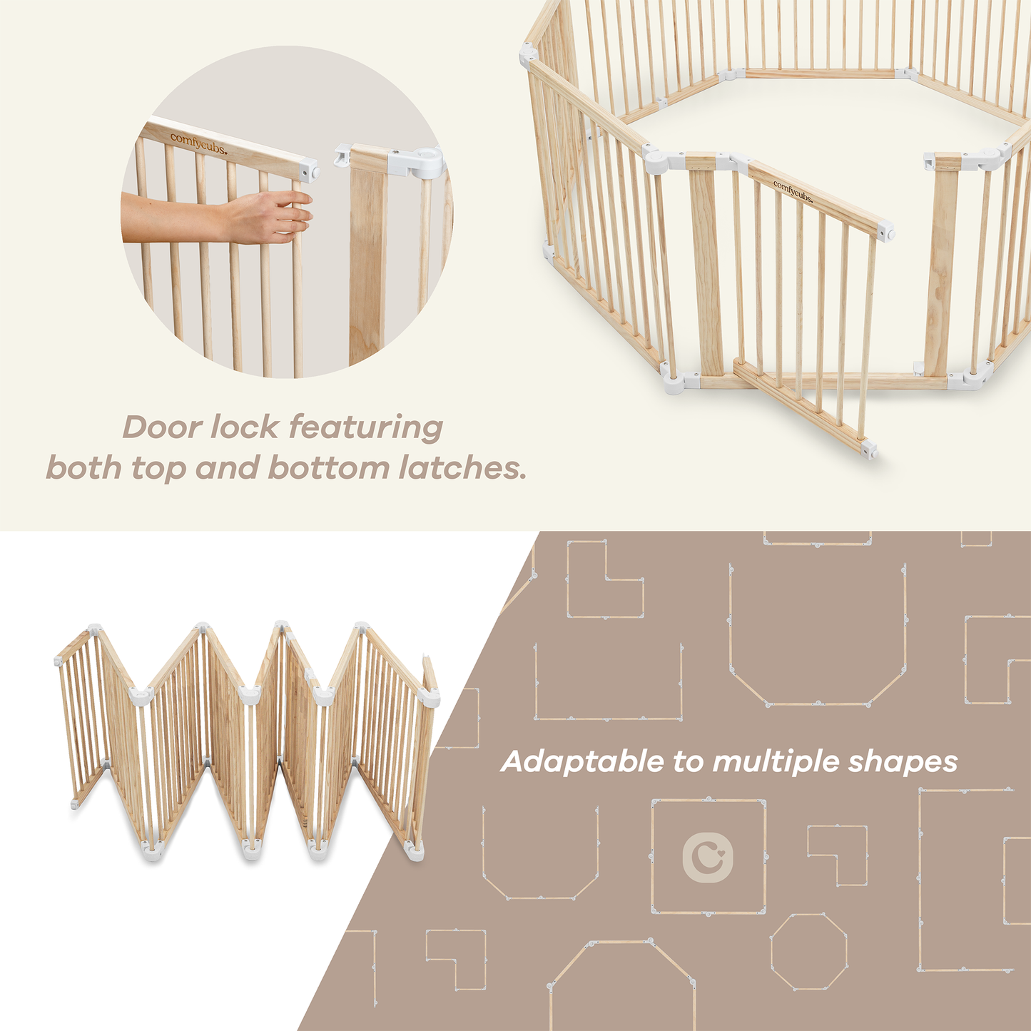 Playpen for Toddler and Babies by Comfy Cubs in Natural Wood
