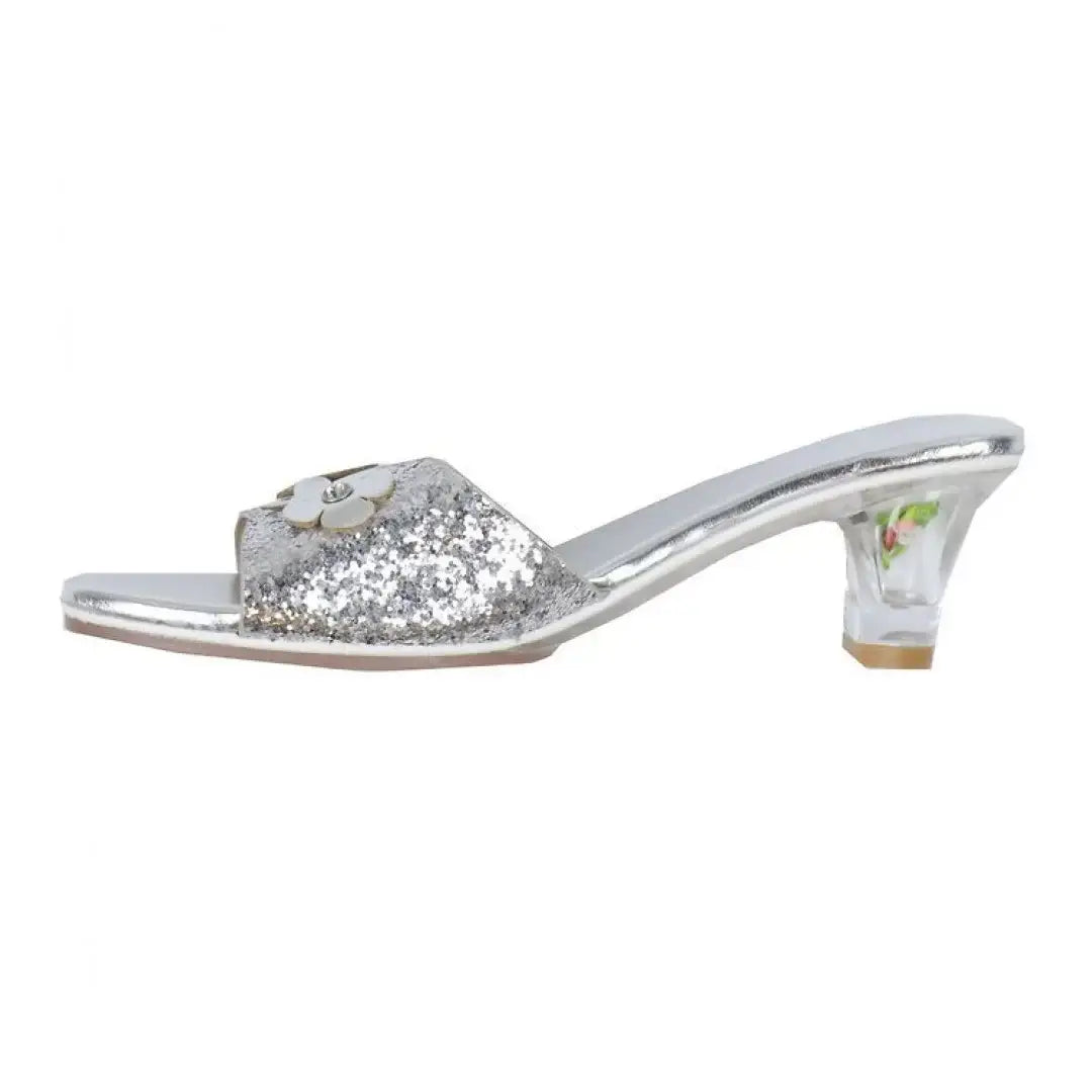 Mariona - High heel slipper, metallic silver (3 sizes)