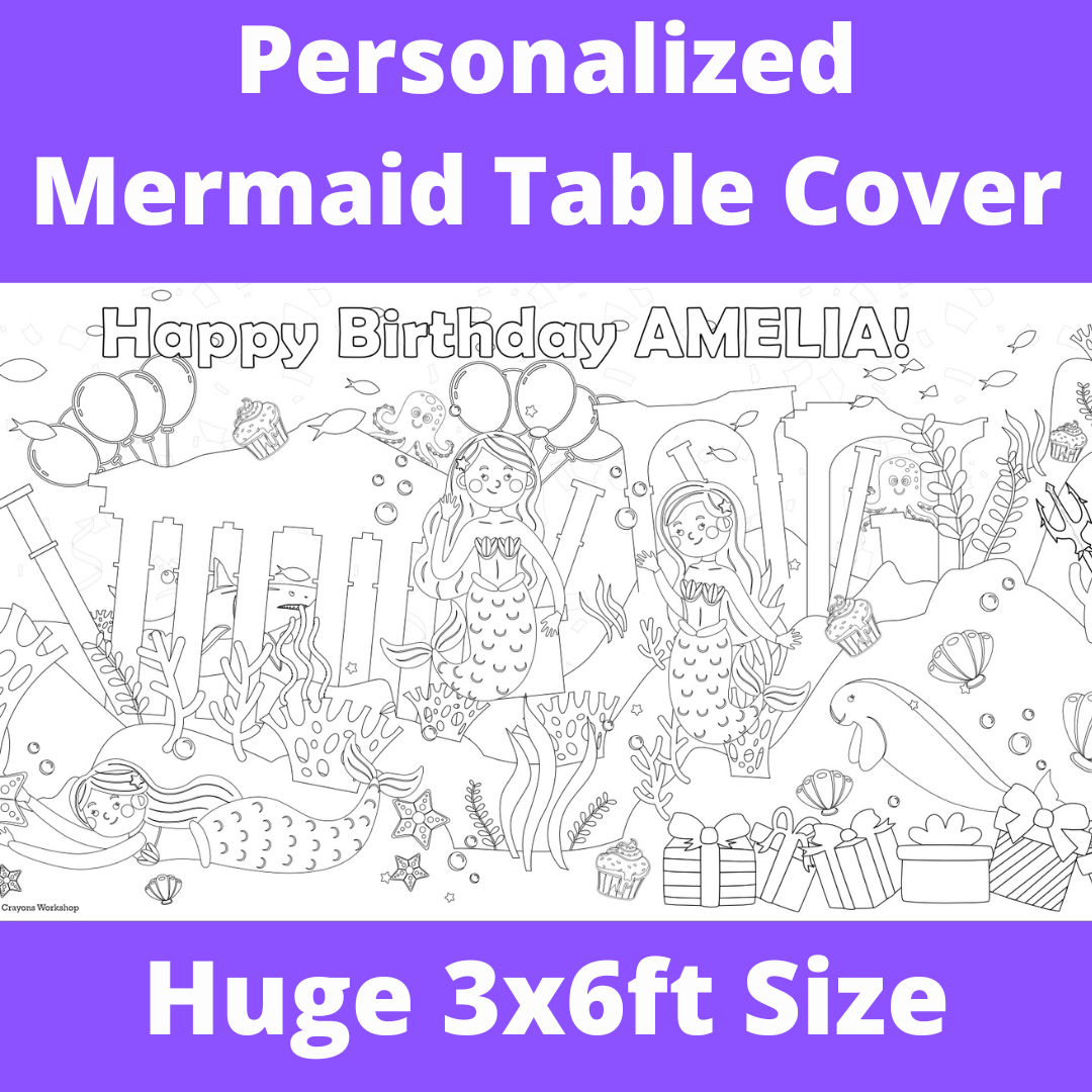 Mermaid Coloring Tablecloth