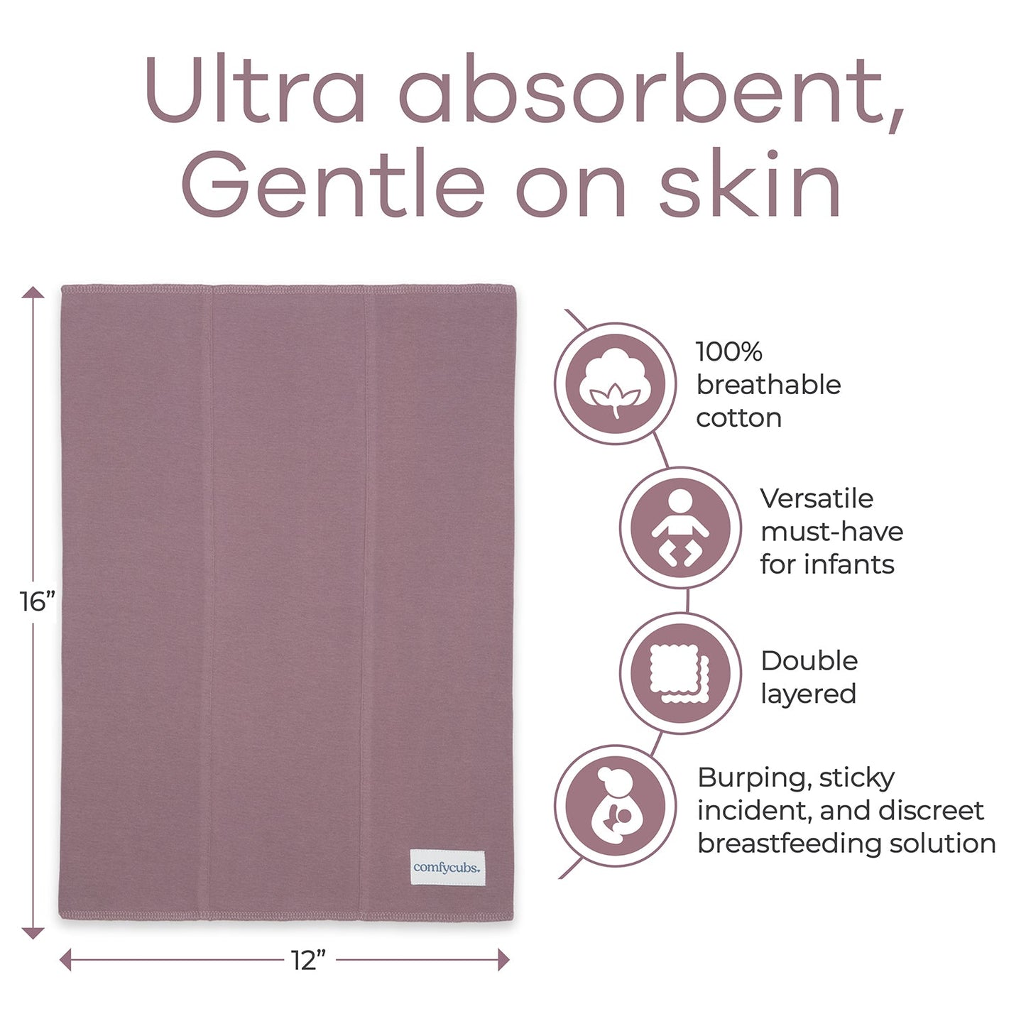 Cotton Burp Cloths by Comfy Cubs - Mulberry