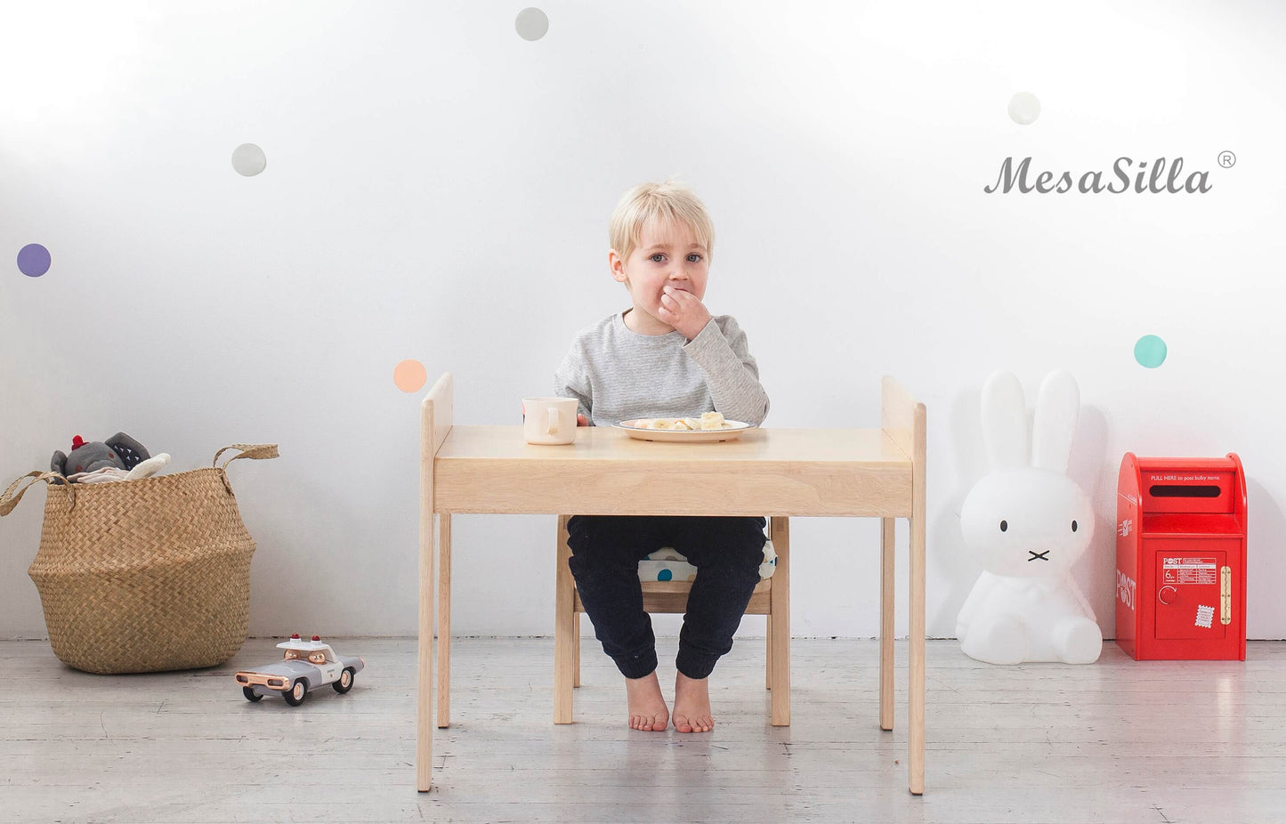 Mesasilla Primary Adjustable Table Set - with drawer-Bear Elephant Car Rabbit Star - Height Adjustable