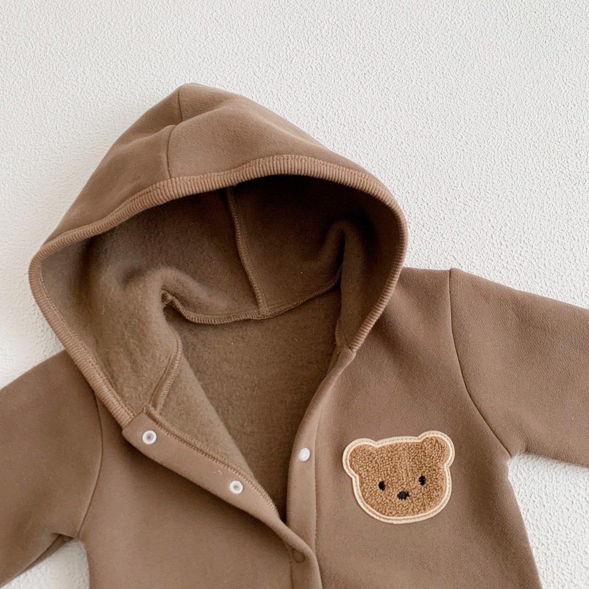 Teddy Bear Patch Hoodie Jumpsuit