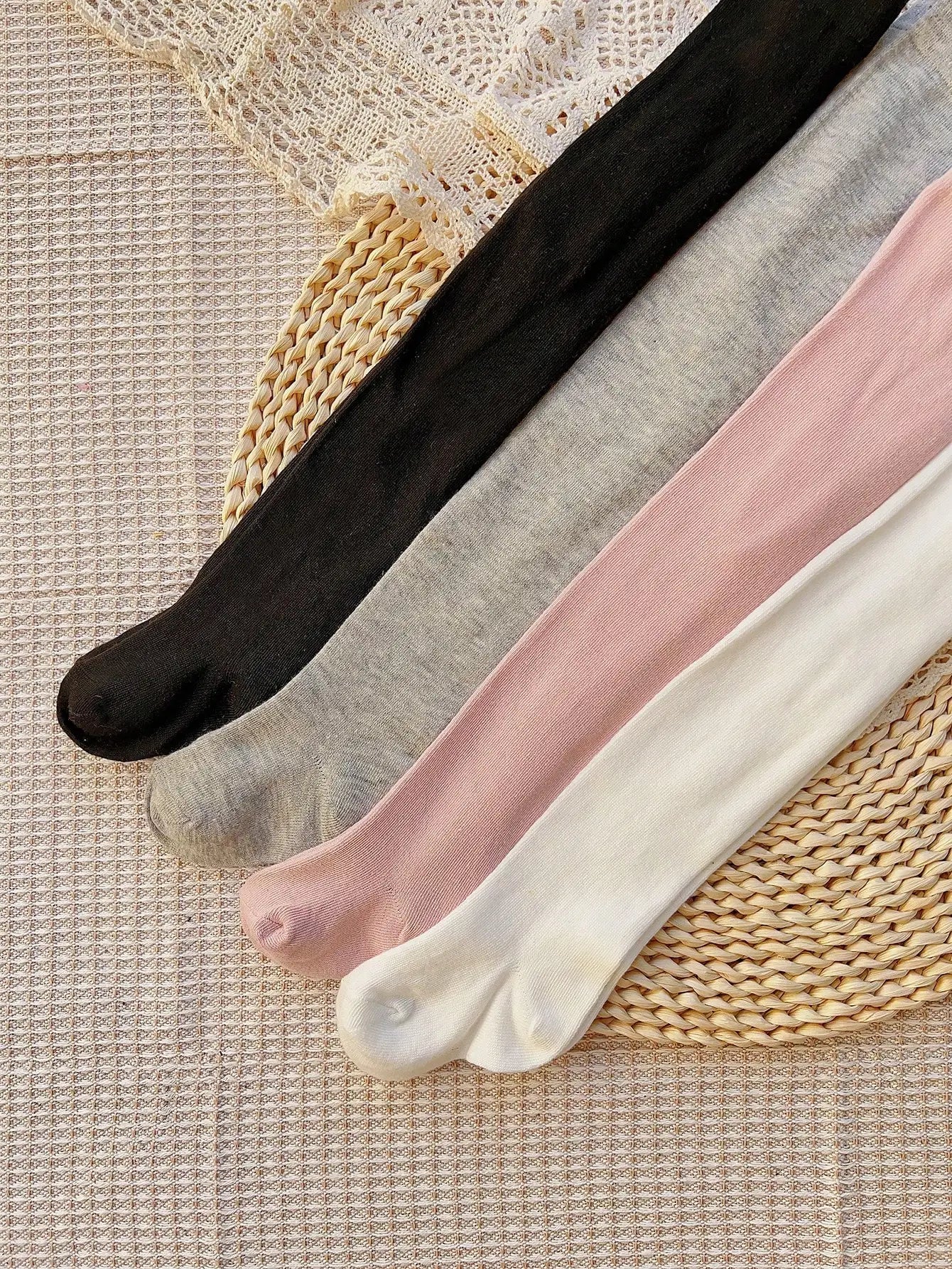 4 Pairs Solid Tights