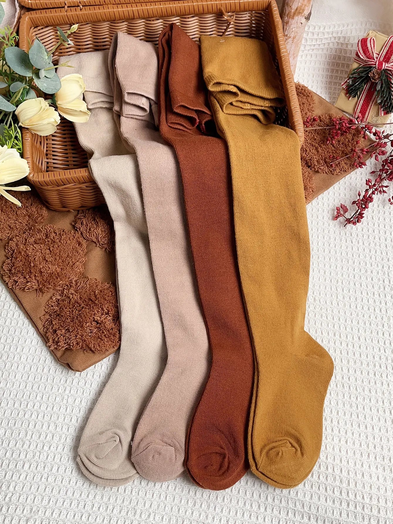 4 Pairs Solid Tights