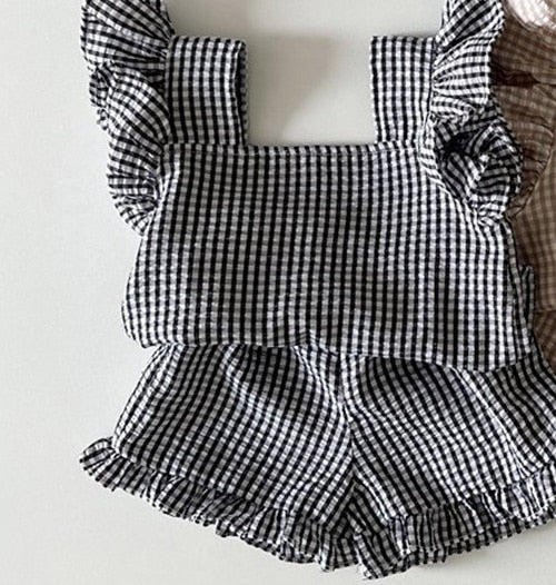 Plaid Ruffle Shorts Set