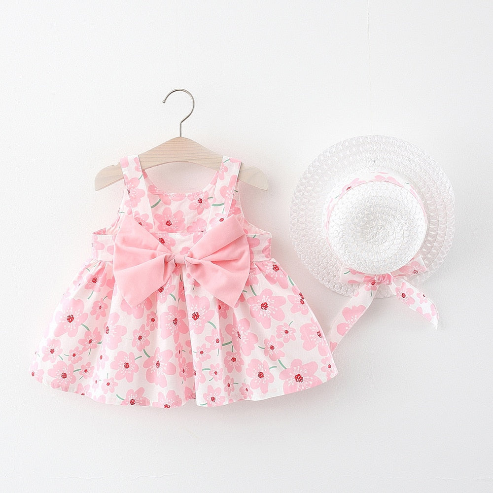 Summer Flower Girl Dress With Hat