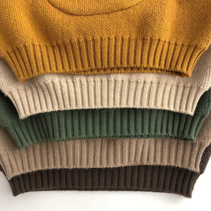 Cartoon Print Long Sleeve Knitted Sweater