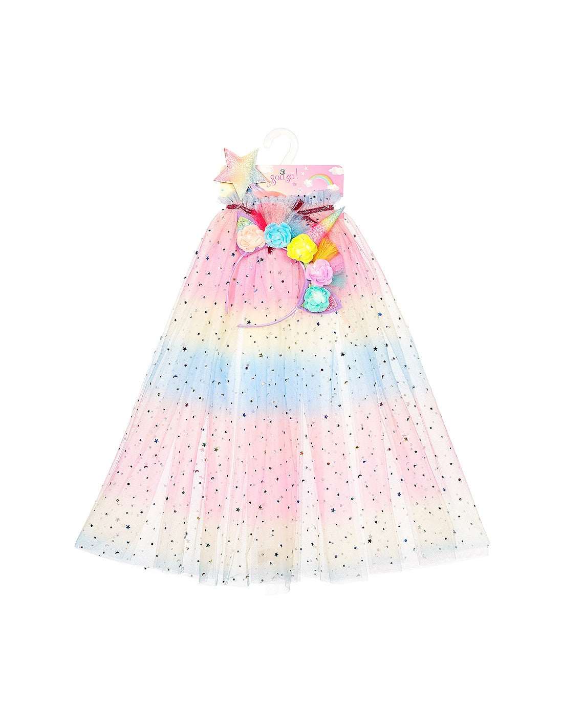 Unicorn cape+tiara+wand set (2 sizes)