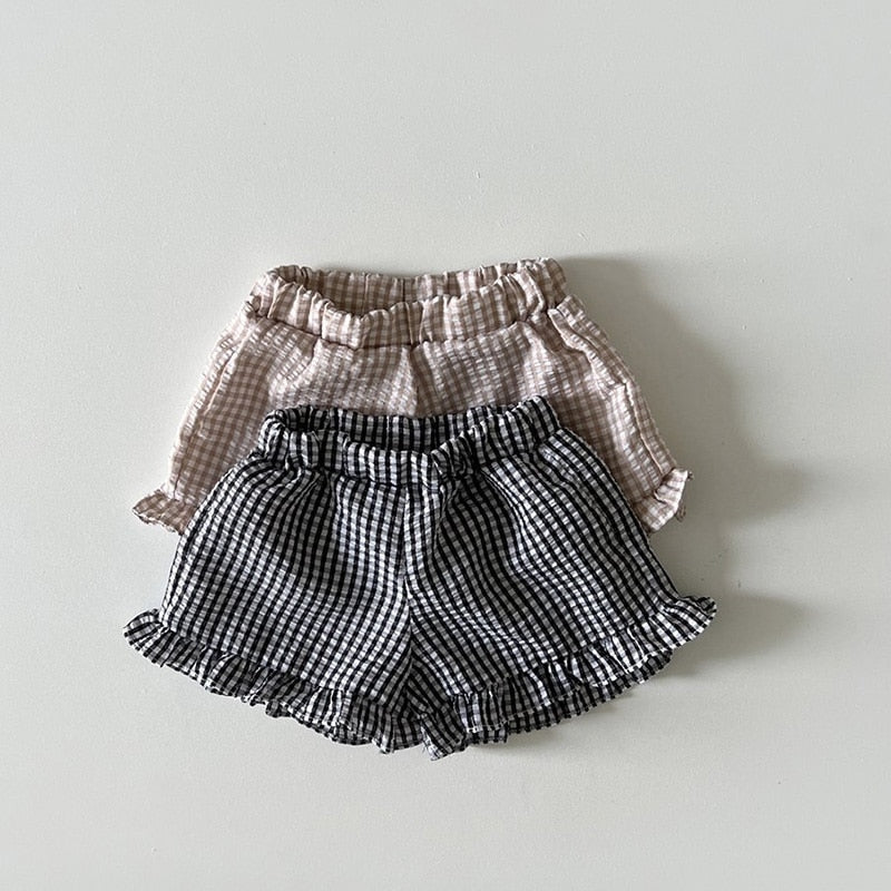 Plaid Ruffle Shorts Set