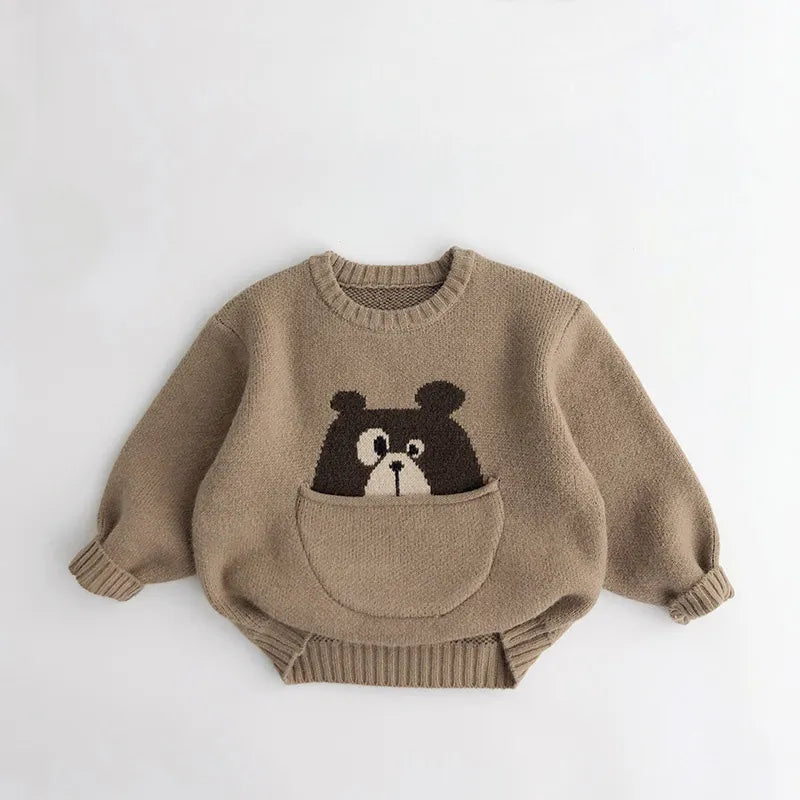 Cartoon Print Long Sleeve Knitted Sweater