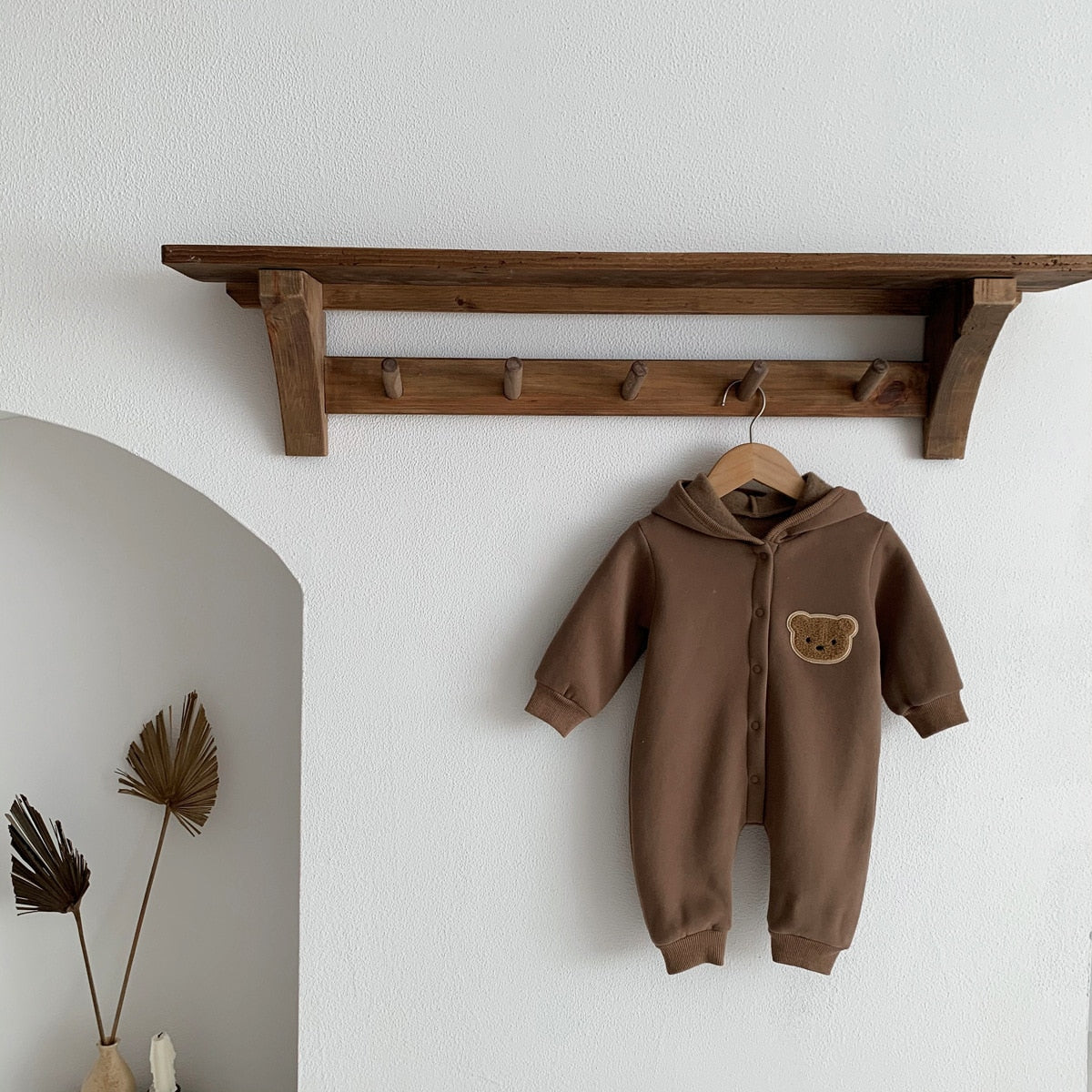 Teddy Bear Patch Hoodie Jumpsuit