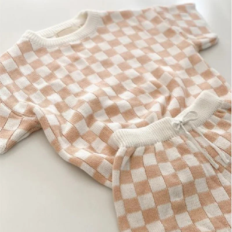 Checkered Knitted Resort Set