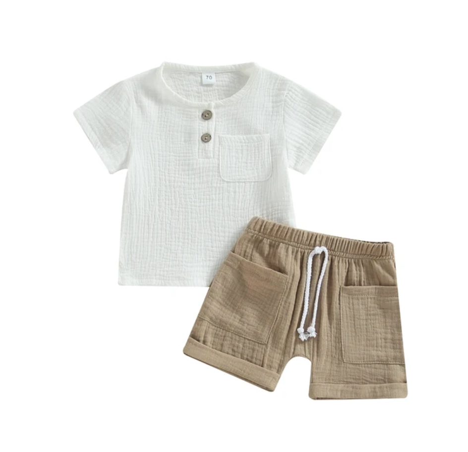 Boys Muslin shorts and Shirt Set
