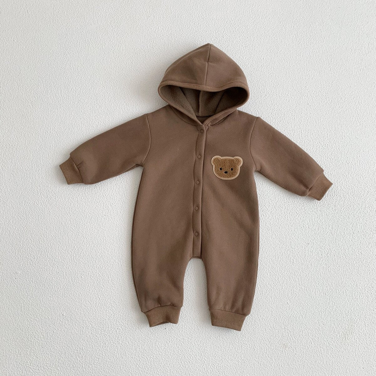 Teddy Bear Patch Hoodie Jumpsuit