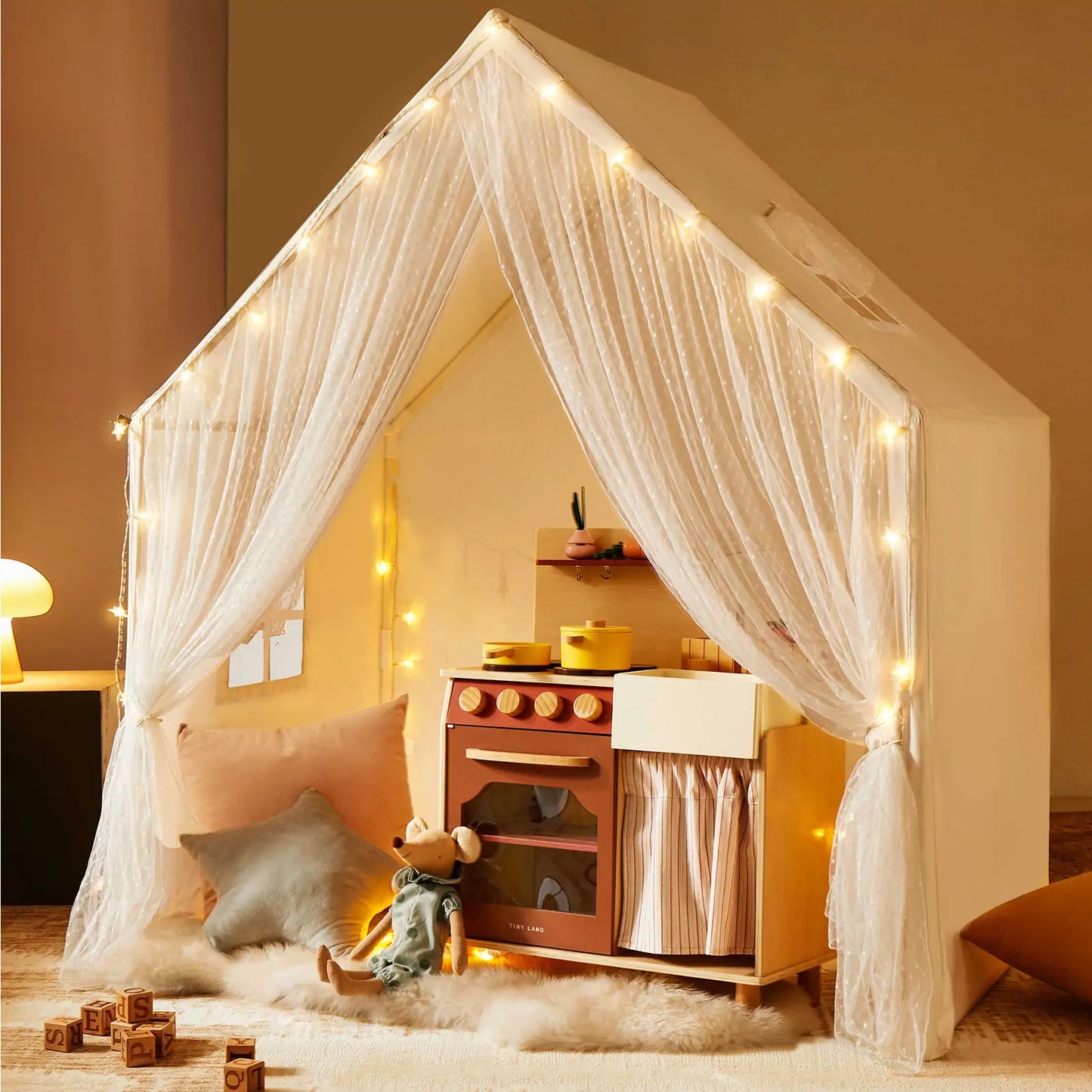 Tiny Land® Large Space Play House with Star Lights - Kidtoycart