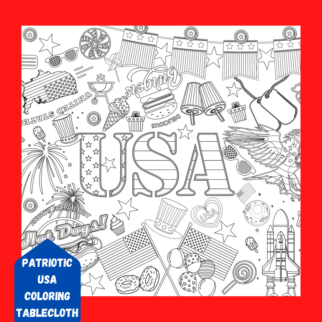 USA Patriotic Coloring Tablecloth