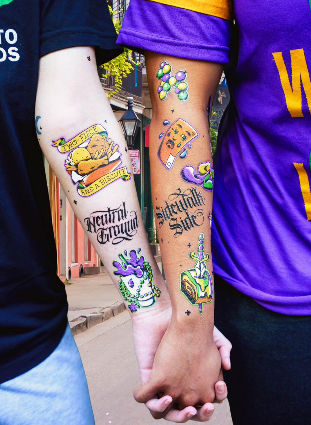 Mardi Gras Temporary Tattoo Flash Sheet