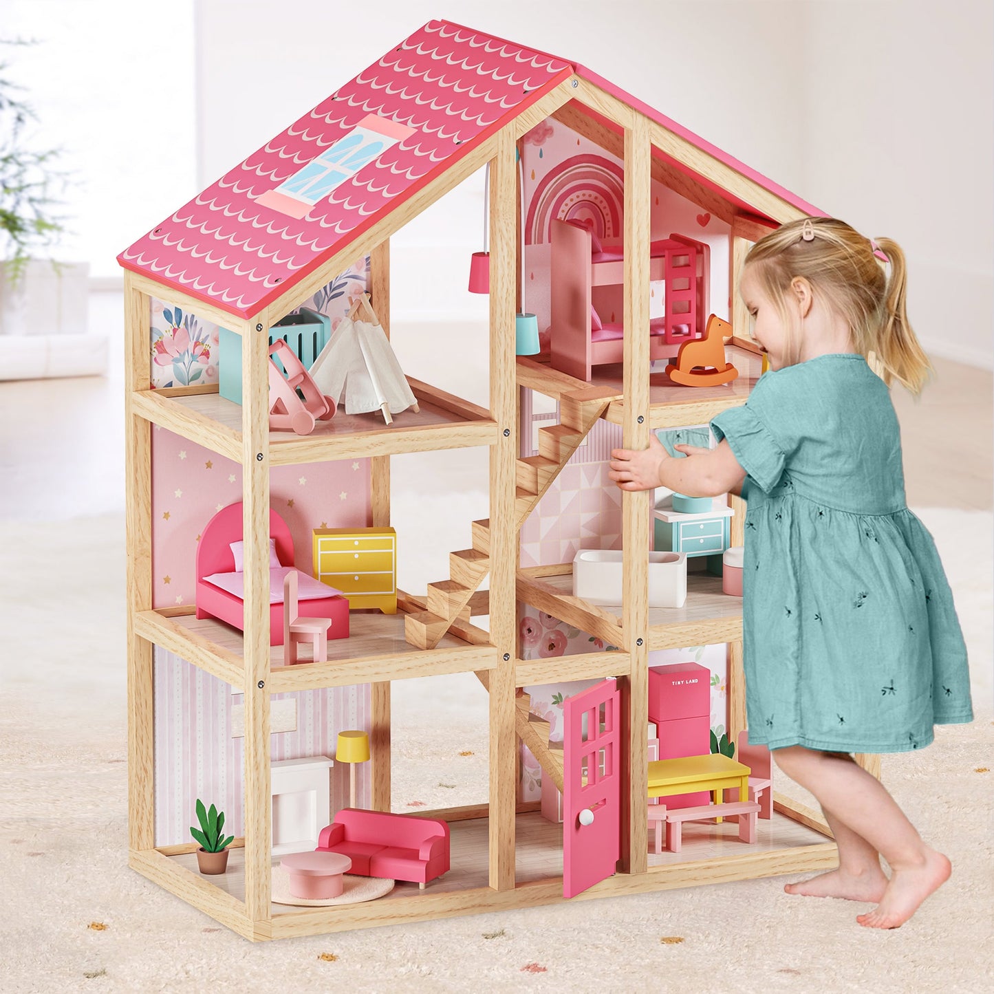 Tiny Land® Sweetwood Love Dollhouse without Dolls - Kidtoycart