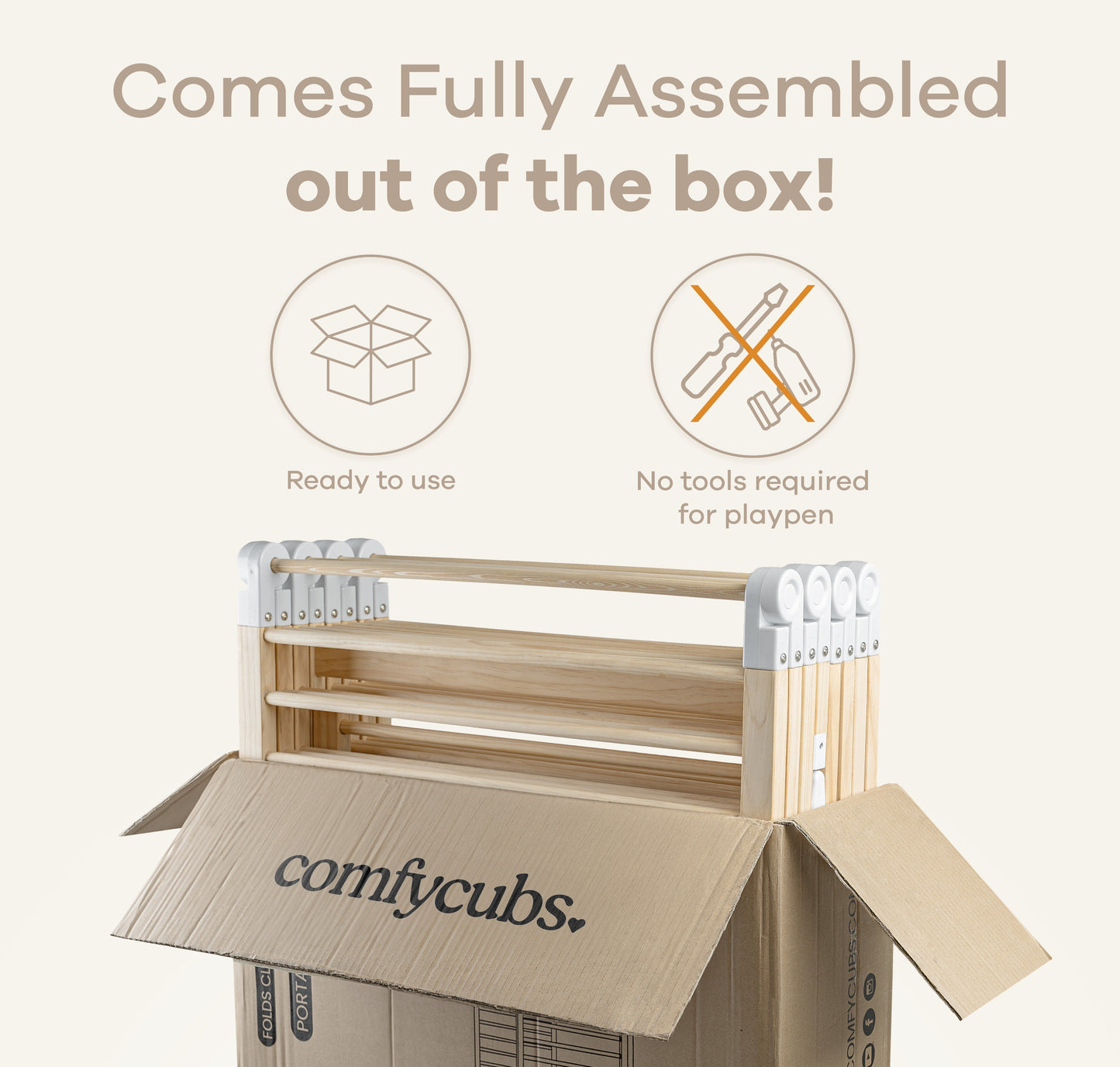 Playpen for Toddler and Babies by Comfy Cubs in Natural Wood