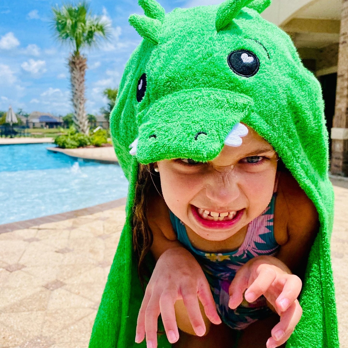 Kids Gator Hooded Towel