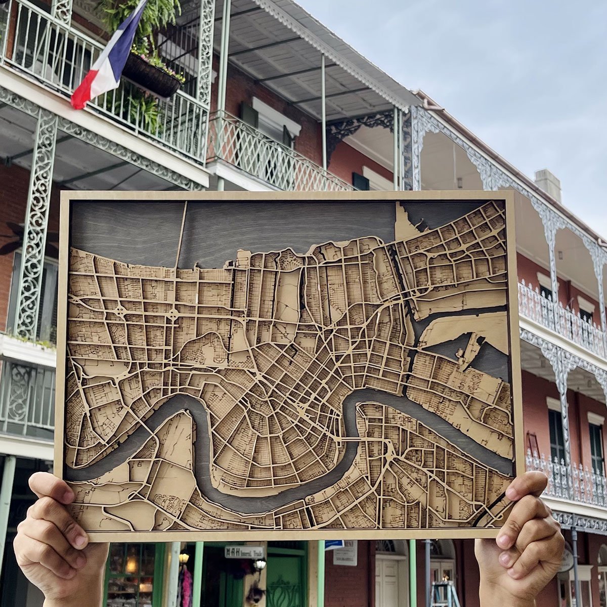 New Orleans Birch Map by Catahoula Sign Co.