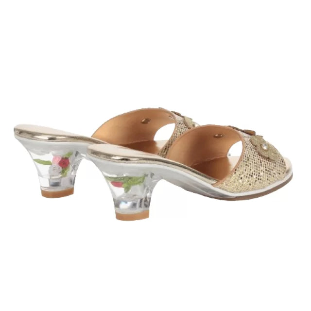 Ellina - High heel slipper, metallic gold (3 sizes)