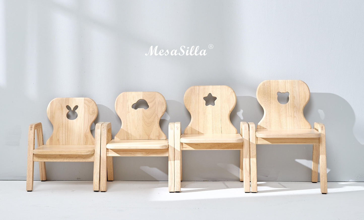 Mesasilla Primary Adjustable Table Set - with drawer-Bear Elephant Car Rabbit Star - Height Adjustable